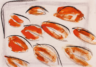 Aprikosenkuchen 05 2014
Mischtechnik auf Papier 30 x 40 cm